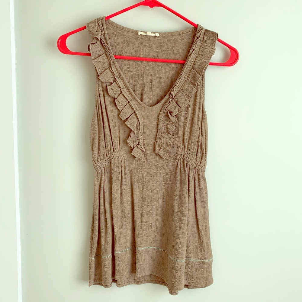 Tan/light brown tank top v neck fit flare size xs